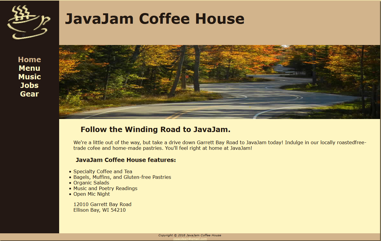 Java Jam Coffee House Home Page (Chapter 12)